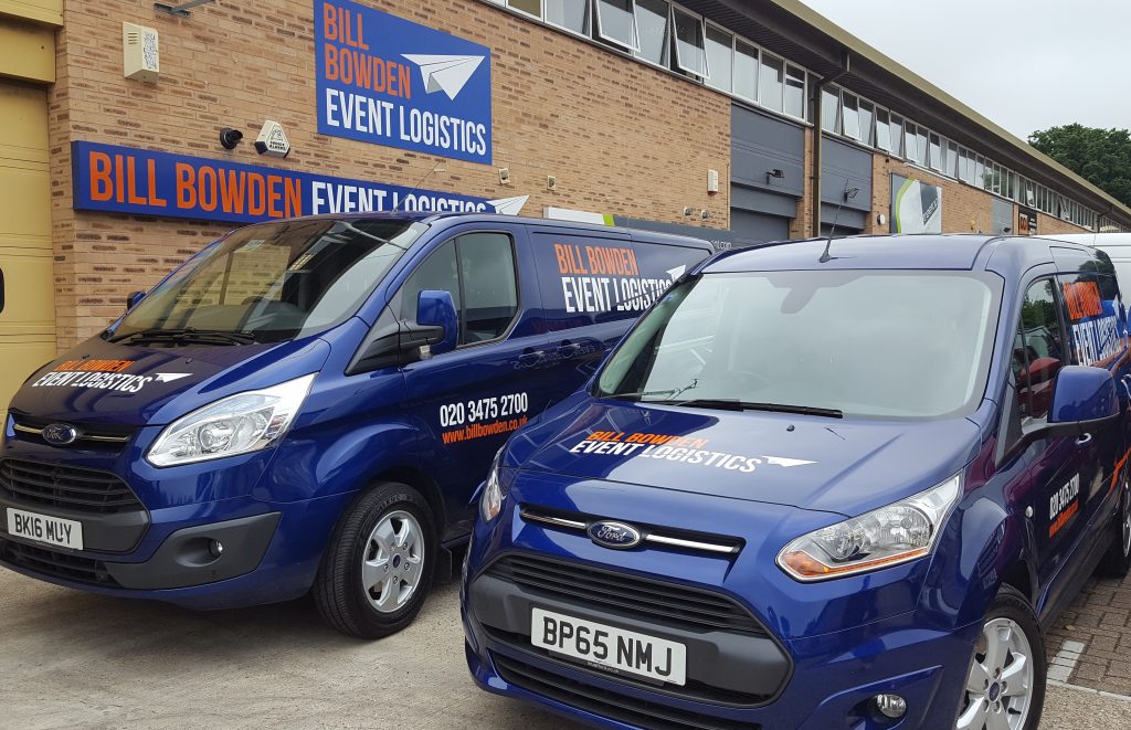 Bill Bowden Event Logistics vans at our South East offices in Crawley